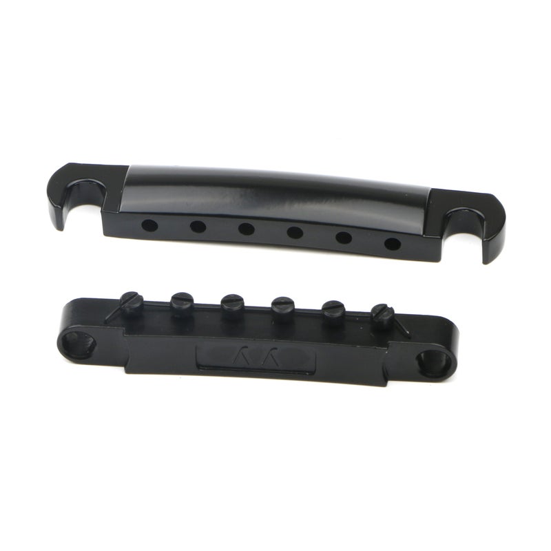 Swhmc Tune-O-Matic Bridge Studs & Tailpiece Set for Gibson/Epiphone Les Paul, Black Alloy Electric Guitar Bridge Parts with Studs, Fully Adjustable Saddles - Image 3